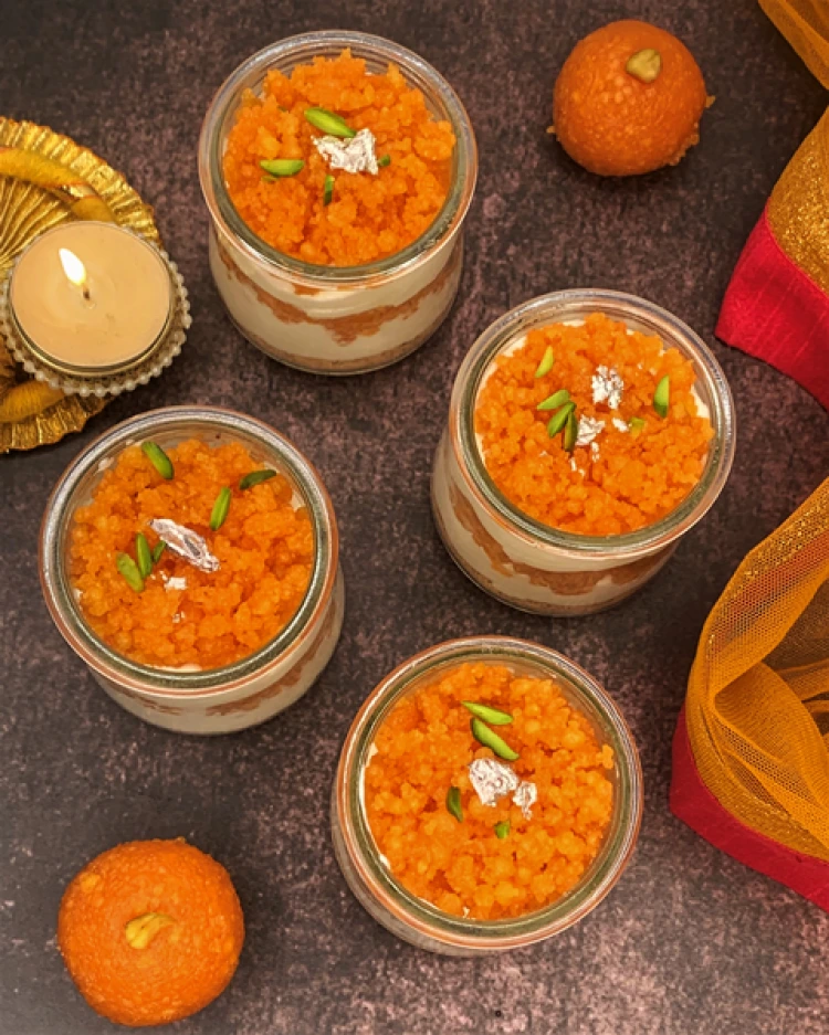 Motichoor Ladoo Cheesecake Jar